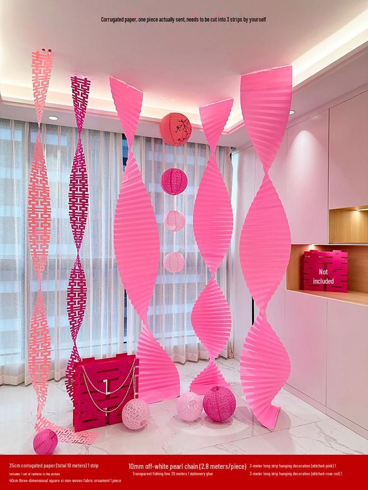 Double Happiness Wedding Room Decor Set: Non-Woven Fabric Papercut for Bride and Groom's Bedroom or Hotel.