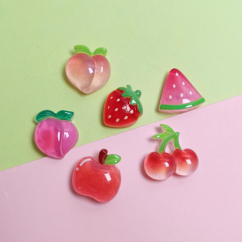 100PCS Mixed Fruit Series Miniature Flat Back Resin Cabochons for Hairpin Scrapbooking DIY Home Decor Craft Accessories