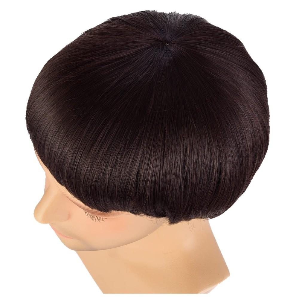 Synthetic Mushroom Cosplay Wig Brown Blonde Anime Retro Wig Short Bowl Cut Hair Christmas