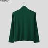 INCERUN Oversized Men's High Neck Long Sleeve Casual Loose T-shirts Tops