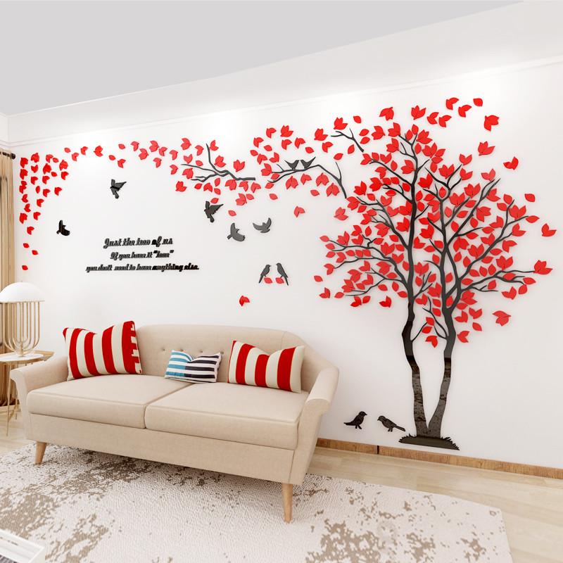 Adesivo da parete a specchio acrilico albero 3D decalcomanie arte fai da te TV sfondo poster da parete decorazione della casa camera da letto soggiorno adesivi