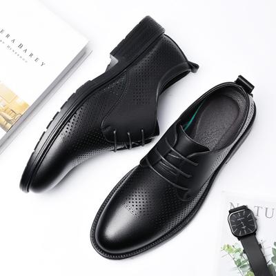 2025 verão sapatos sociais masculinos de couro sapatos masculinos de couro macio sola macia sandálias vazadas respiráveis sapatos de couro com furos 6201