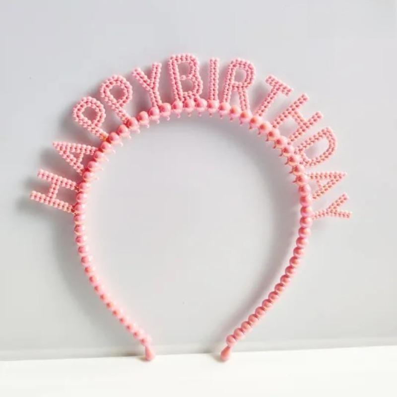 New Pearl Hair Band Happy Birthday English Letter Headband Children's Birthday Party Jewelry Gift Hair Accessories for Girls