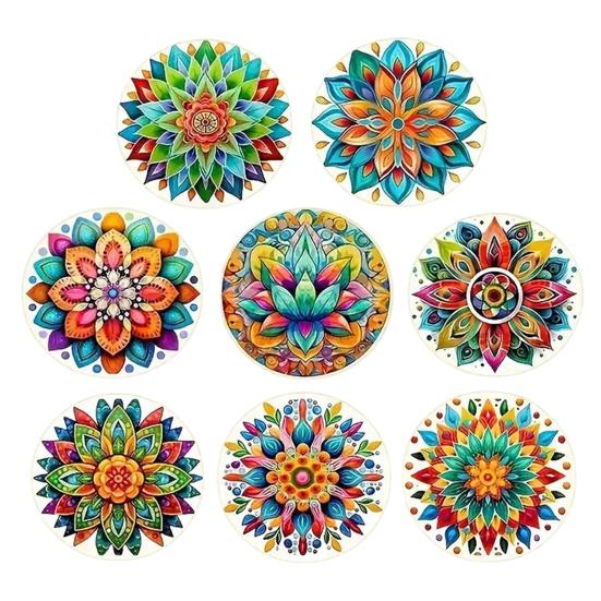 8PCS Coasters, Colorful Wood with Non-Slip Coasters, Heat Insulation Waterproof Drink Holder, for Home Office Dining Table