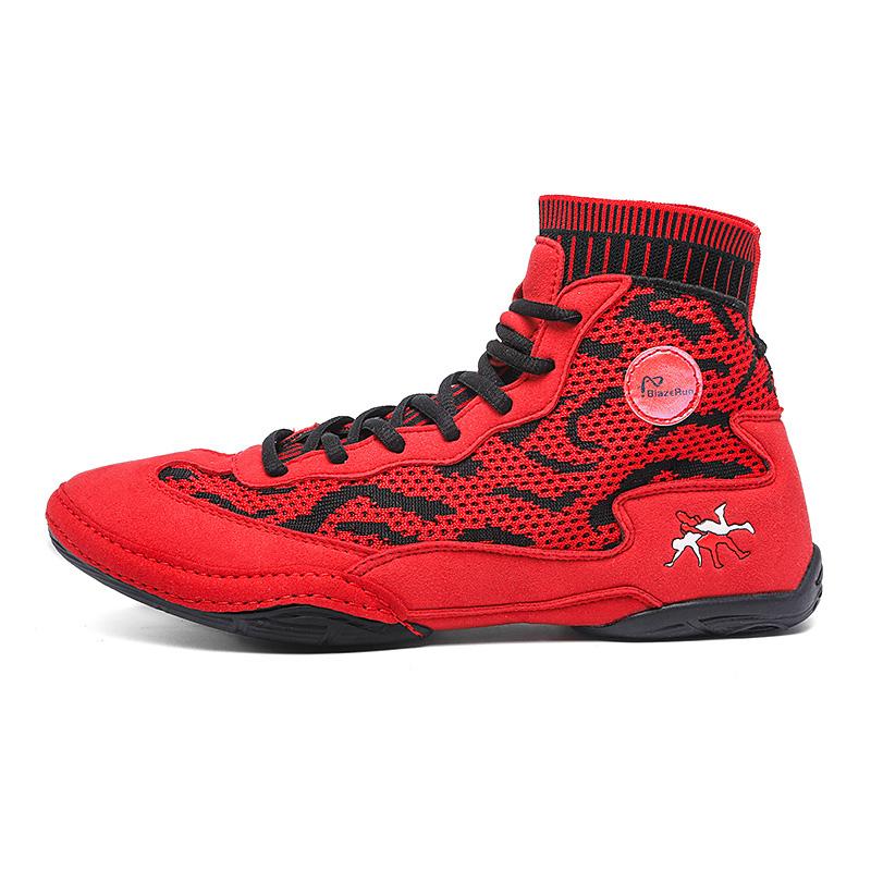 Men Wrestling Boots Boxing Sneakers Non-slip Squat Training Shoes Teenagers Knit Gym Training Fighting Sneakers Combat Trainers