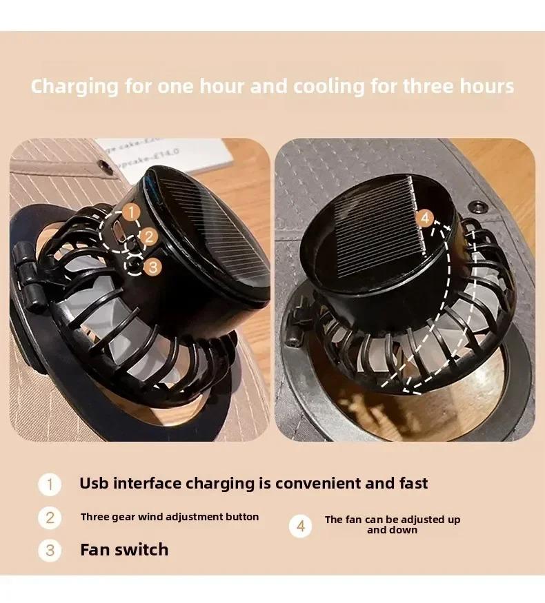 Wide Brim Solar Fan Hat Detachable Solar-Powered Fan UV Resistant Summer Outdoor Hiking Fishing Sun Hat Portable Chargeable Caps