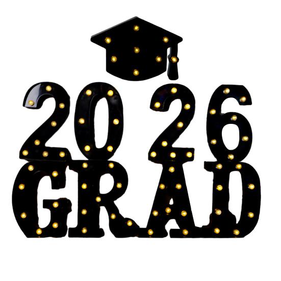 8/9 Peças 2026 Letreiro Luminoso de Letras Luz LED de Marquesina Luz de Letra Alimentada por Bateria Decoração de Festa de Formatura Jardim de Infância Ensino Médio Faculdade