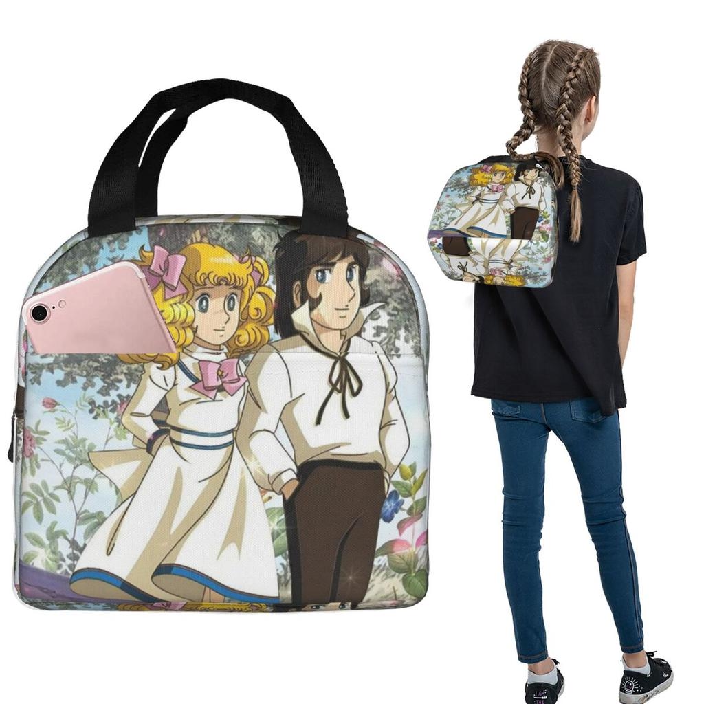 Candy Candy Anime Insulated Lunch Bag for Women Kids Portable Food Boxes Thermal Lunch Box Tote