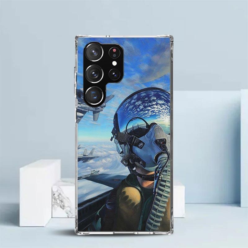 Military Aircraft Warship Fighter Phone Case For Samsung Galaxy S24 S25 Edge S26 Ultra S22 S23 Plus S21 + S20 FE Soft TPU Back C