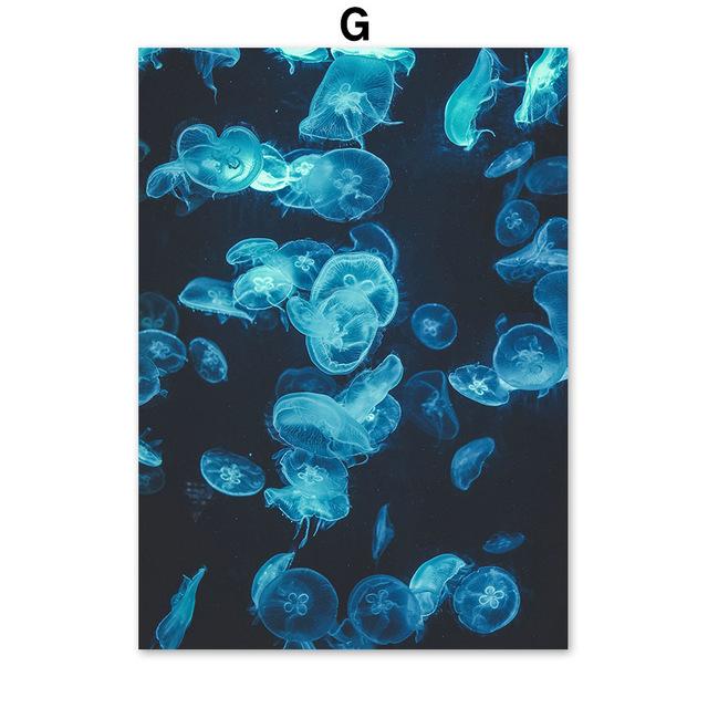 Skandinavischer Stil Heimdekoration Nordisches Quallen-Leinwandposter Wanddeko Bild für Loft-Innendekor Malerei Kein Rahmen