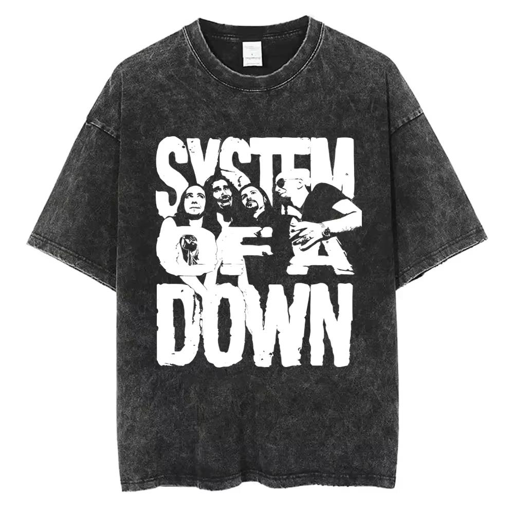 חולצת טי וינטג' מכובסת System of A Down Chop Suey לגברים ונשים רטרו רוק אוברסייז s מרצ' אלטרנטיבי מטאל חולצות טי