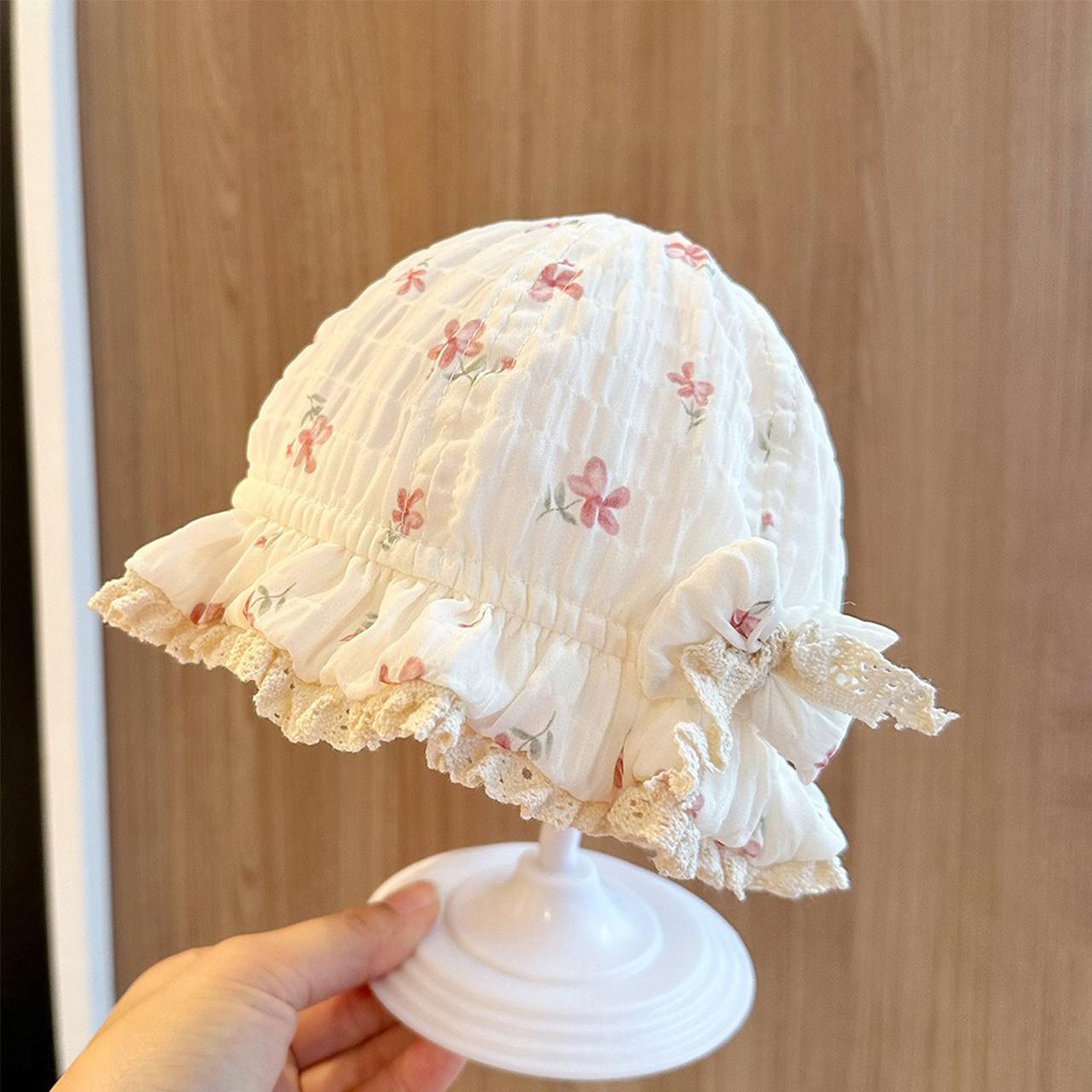 

Кружевная рюша Детская панамка для девочек Милый цветочный принт Рыбацкая кепка для малышей Принцесса Хлопковые солнцезащитные шляпы Style 1
