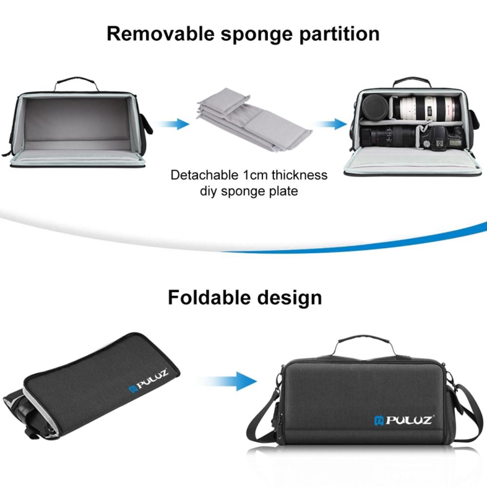 PULUZ PU5016B Kamera tek kollu çanta Darbeye Dayanıklı Kamera Çantası Büyük Kapasiteli Omuz Çantası DSLR/SLR/