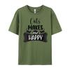 Cats Makes Me Happy Pink Graphic Tees Unisexs T Shirt Unisexs Tshirts Adult Unisexs T Shirt Plus Size Figures