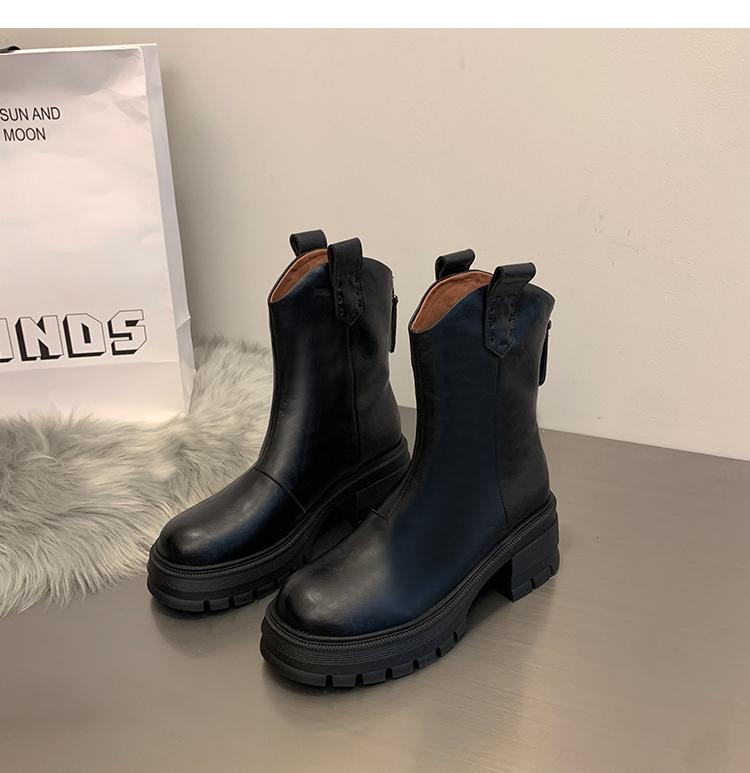 Modne grube podeszwy Nowe Zimowe 2024 Wysokiej Jakości Damskie Buty Okrągły Zamek Błyskawiczny Moda Swobodne Wygodne Buty Botines Mujer