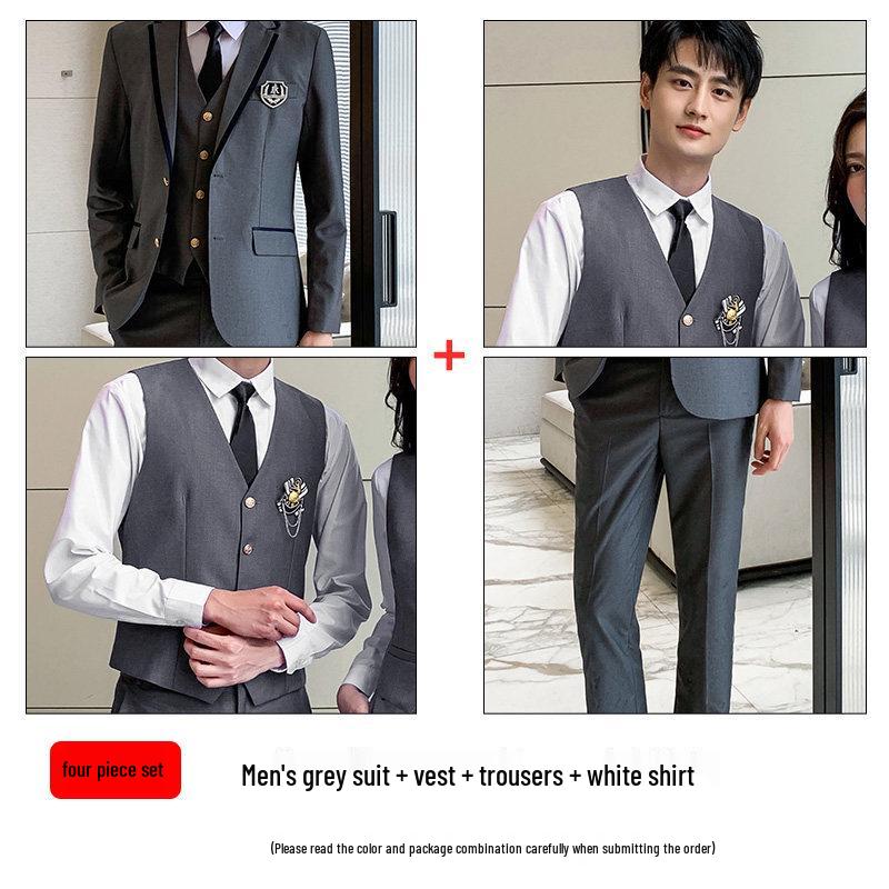 Unisex British College-Style Suit Jacket & Pleated Skirt Set: Stylish, Professional JK Uniform.
