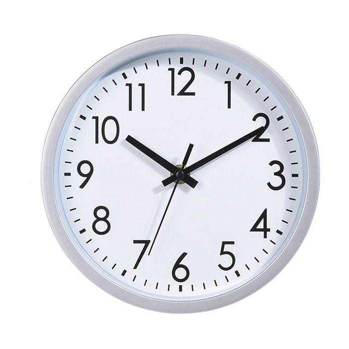 Horloge Murale - BigBuy Home - Métal - Ø 20 cm - Blanc/Noir/Argenté - Style Scandinave Moderne
