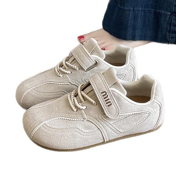Velcro German training shoes women's 2025 summer and autumn new flat-soled Forrest Gump shoes little white shoes breathable retro casual board shoes