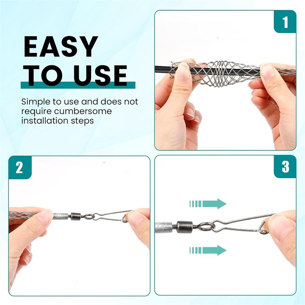 2 PCS Wire Pulling Grip Mesh Cable Pulls Metal Cable Puller Socks Wire Pulling Tools Wire Grip Flexible Snap