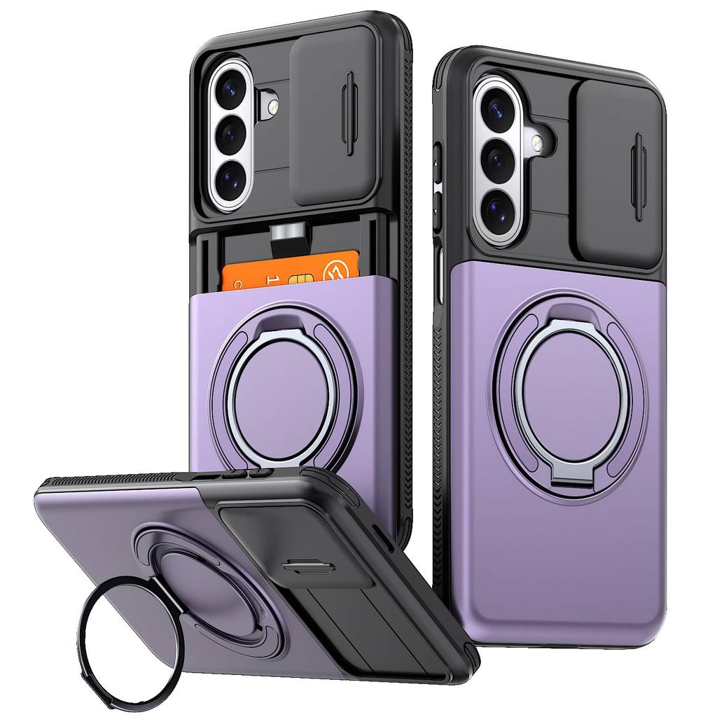 For Samsung Galaxy A57 A56 AA55 A37 A36 A35 A27 A26 A17 A16 A15 A07 Case with Card Holder & Kickstand & Slide Camera Lens Cover
