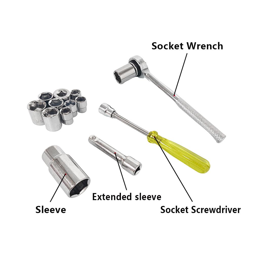 Socket Set and Wrench Combo Kit with Carrying Case for Easy Transport-M