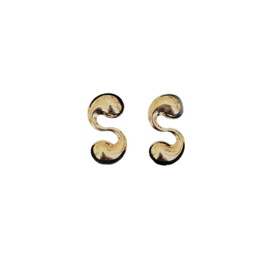 Fashion Cold Wind Gold S-Shaped Earrings Simple Personality Temperament Earrings High-End Earrings