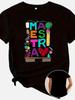 Spanish Maestra Female Teacher Printed Tshirt Cute Stationery Handpainted Short Sleeved Womens Top