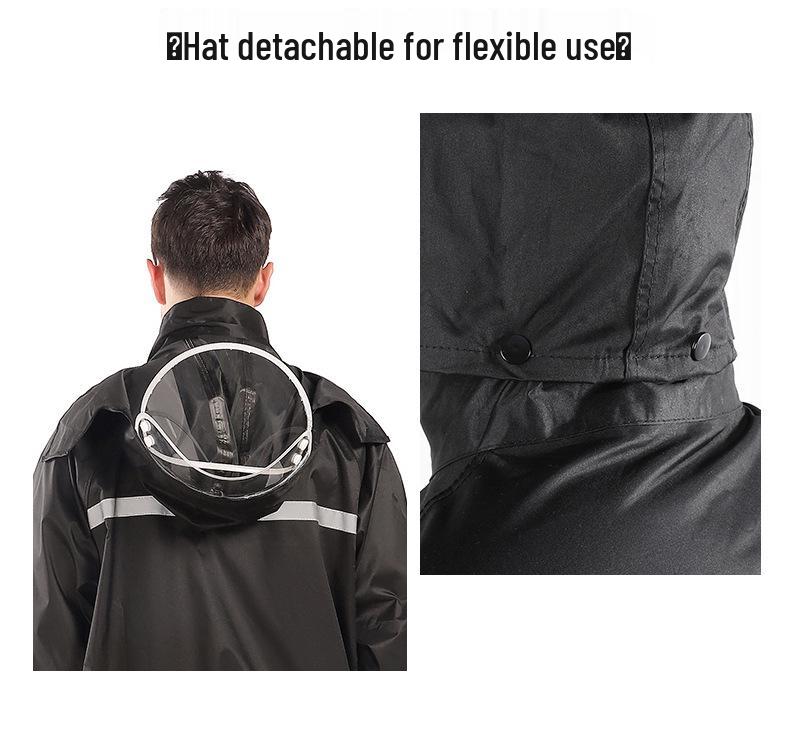 Herren Doppel-Lagen Schwarzer Regenmantel & Hose Set für Pendeln & Arbeit