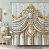 Exquisite Flower Pattern Shower Curtain | Waterproof & Machine Washable, Ideal For Home, Hotel, And Room Decor, One-Piece