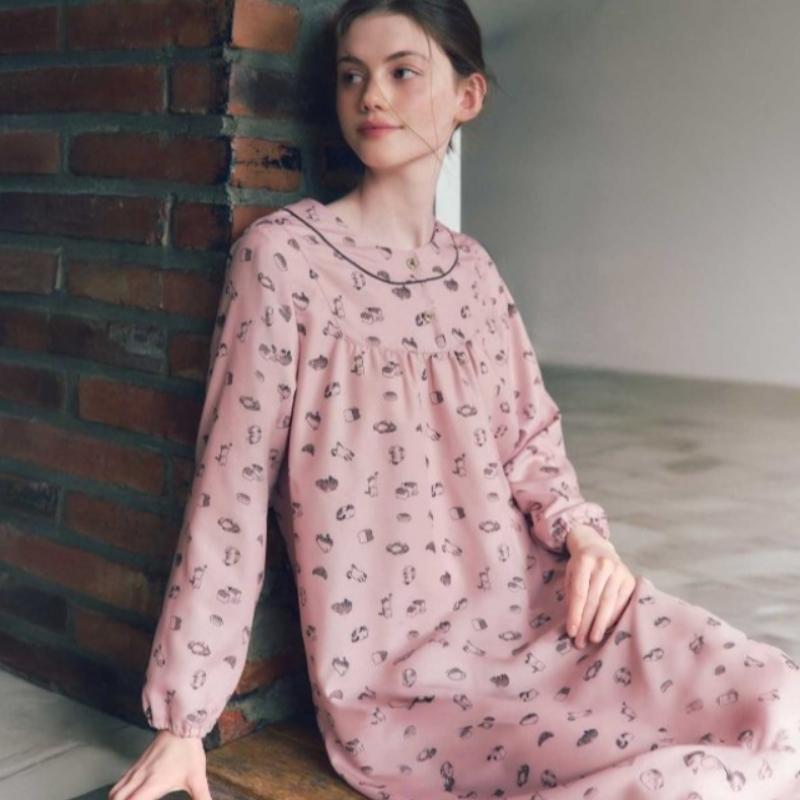 Venus Cotton Fleece Cat Print Dress Vgn4552
