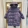 Women's Autumn And Winter Big Lapel Hooded Down Jacket Loose Solid Large Size Coat