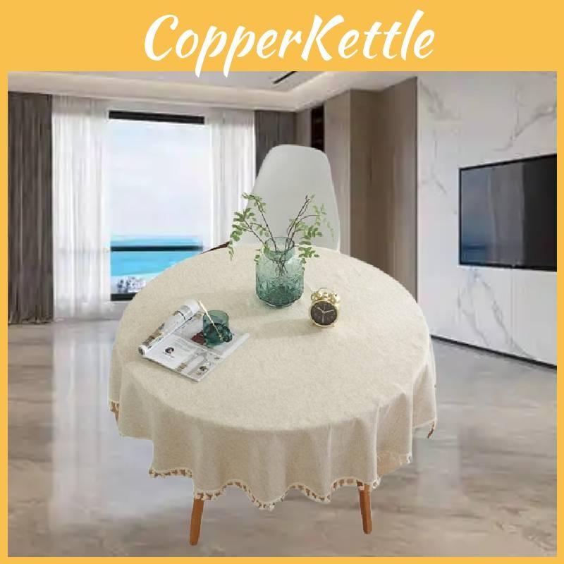 Color Solid Round Tassel Tablecloths Table Cover Indoor Outdoor Decorations