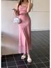 2026 Spring/Summer Pink Bamboo Rhyme Spaghetti Strap Long Dress for Women