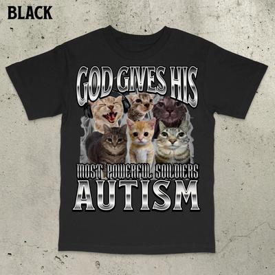 God Gives His Most Powerful Soldiers Autism T-Shirt Autism Awareness  Autism Funny Autism Funny Cringe Y2k Shirt Men Clothing