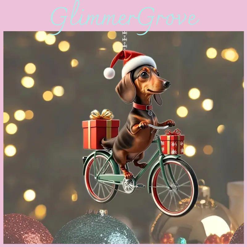 Christmas Dog Car Pendant Acrylic Cartoon Decoration For Vehicle Interior
