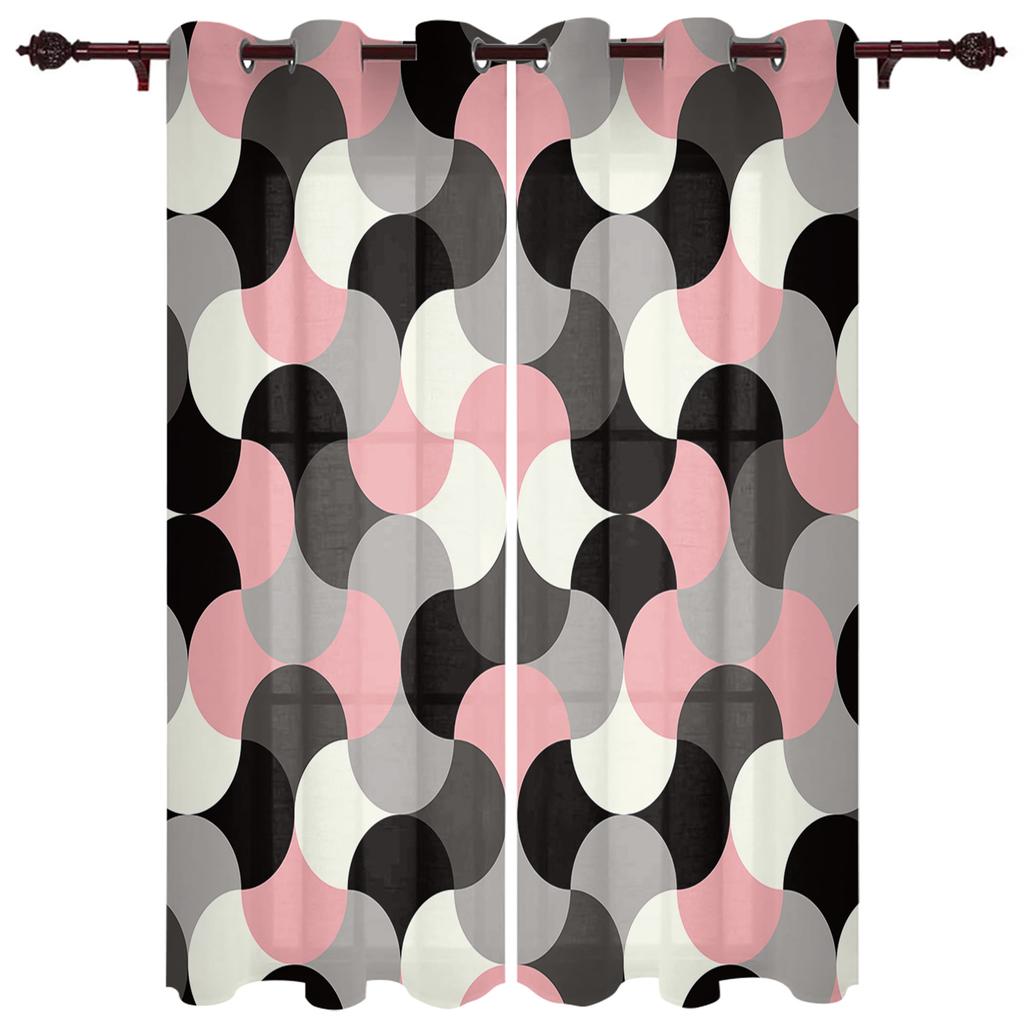Circle Abstract Geometry Window Curtain Living Room Luxury Valance Curtain for Bedroom Home Kitchen Decor Curtain