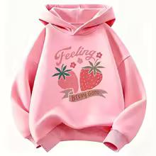 Fashion Strawberry Design Hoodie Kids Children's Sweatshirt Hoody Girls Casual Hoodies Hip Hop Clothes Sweet
