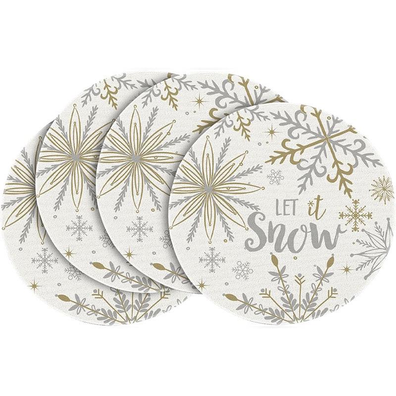 Festive Style Christmas Round Placemats - 4-Piece Set for Holiday Table Decor