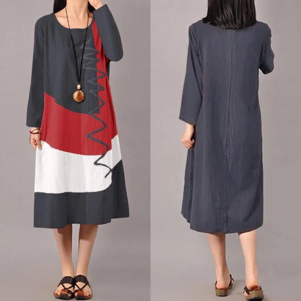 Dámské Patchworkové letní šaty Maxi šaty Kaftan Ležérní Tunika Vestido Ženský župan