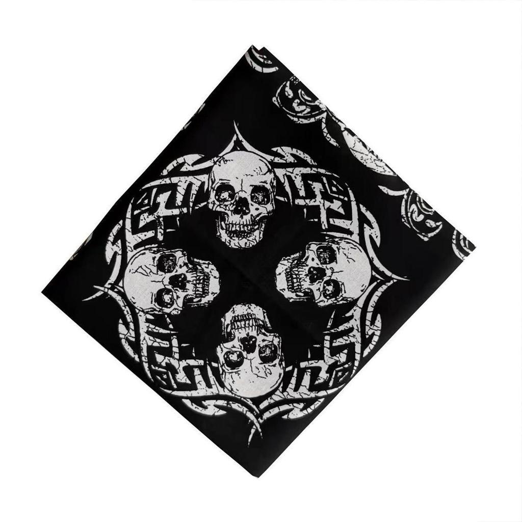 Skull Printed Headscarf for Casual Formal Square Pocket Vintage Bandanas Hiphop Dance Bandana Outdoor Sport Neckerchief