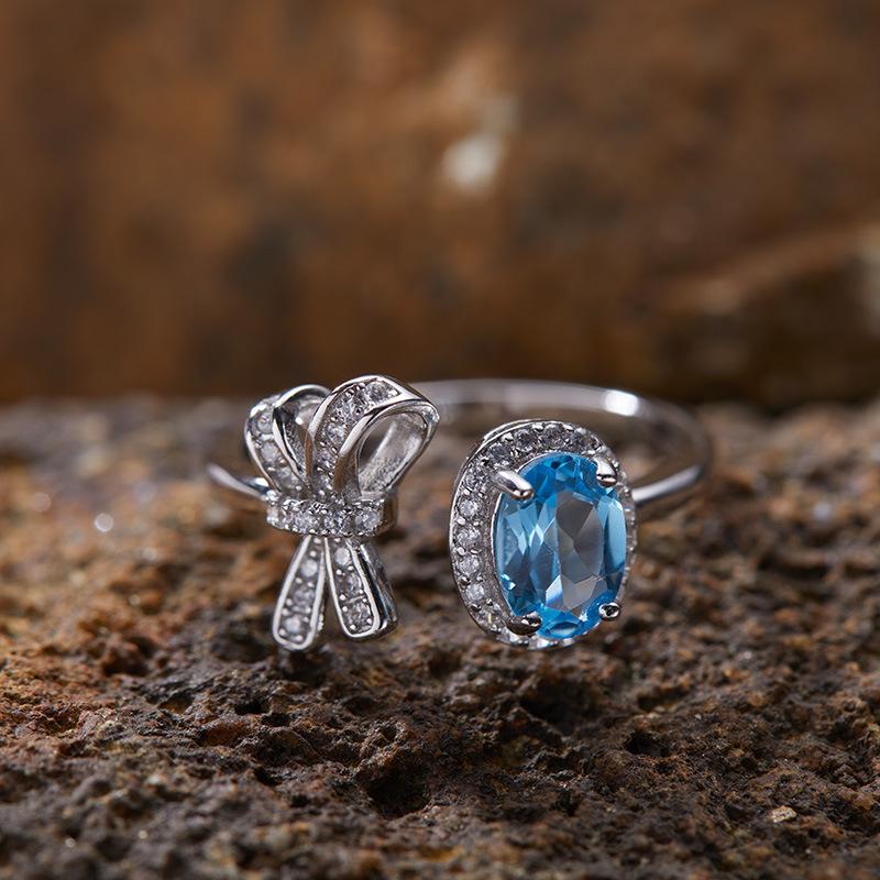 Bague Trésor en Argent Sterling S925 Topaze Naturelle Grenat Améthyste Citrine Péridot Couleur Bijoux pour Femmes