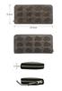 PEANUTS Leather Round Zipper Long Wallet Genuine Leather Cowhide Large Capacity Card Storage Embossed SNOOPY Round Zipper Long Wallet Green [Nadaya]