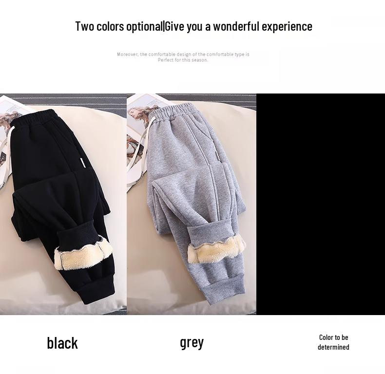 Pantaloni de trening pentru femei din lână de miel căptușiți cu fleece - Groși, călduroși, joggers cu manșete pentru toamna/iarna 2024