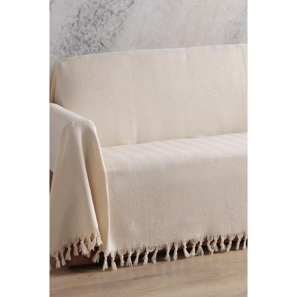 Natural Sofa Cover Ecru Covering The Arms 180x300