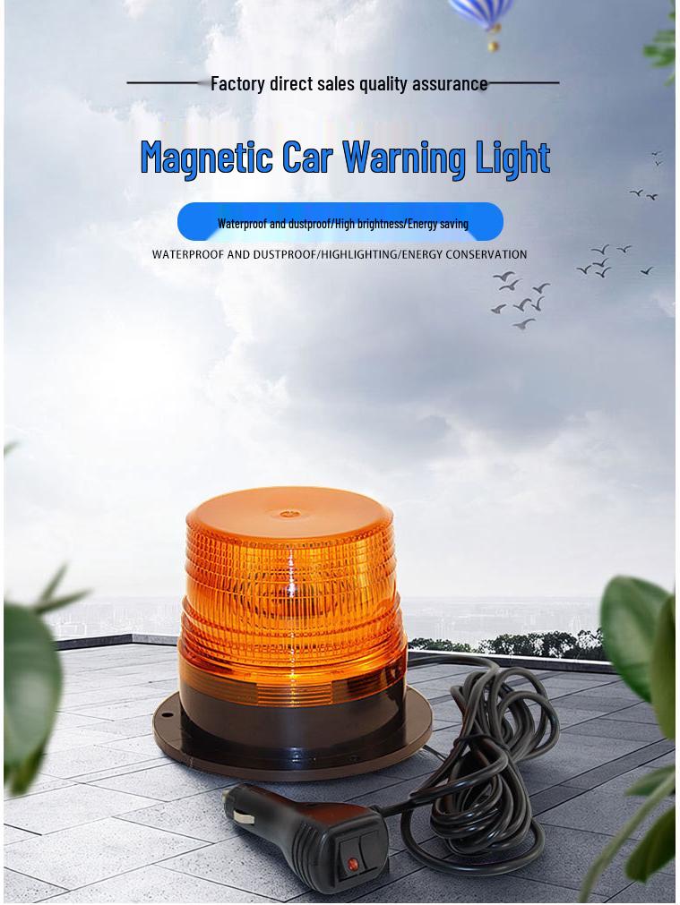 Magnetic LED Vehicle Warning Strobe Light for School Bus, Forklift, Rescue, Sweeper, Roof Signal.
