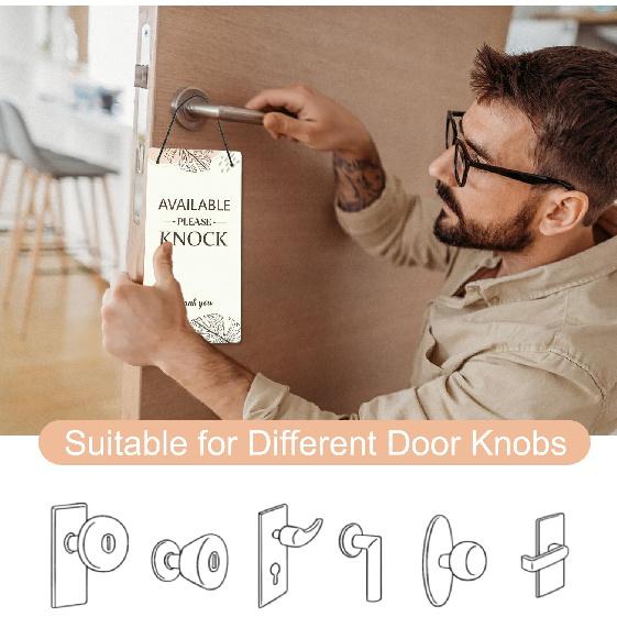 Do Not Disturb Door Hanger Sign - Brown Available Please Knock Door Signs Double Sided Reversible Hanger Plaque for Business Office Session Treatment