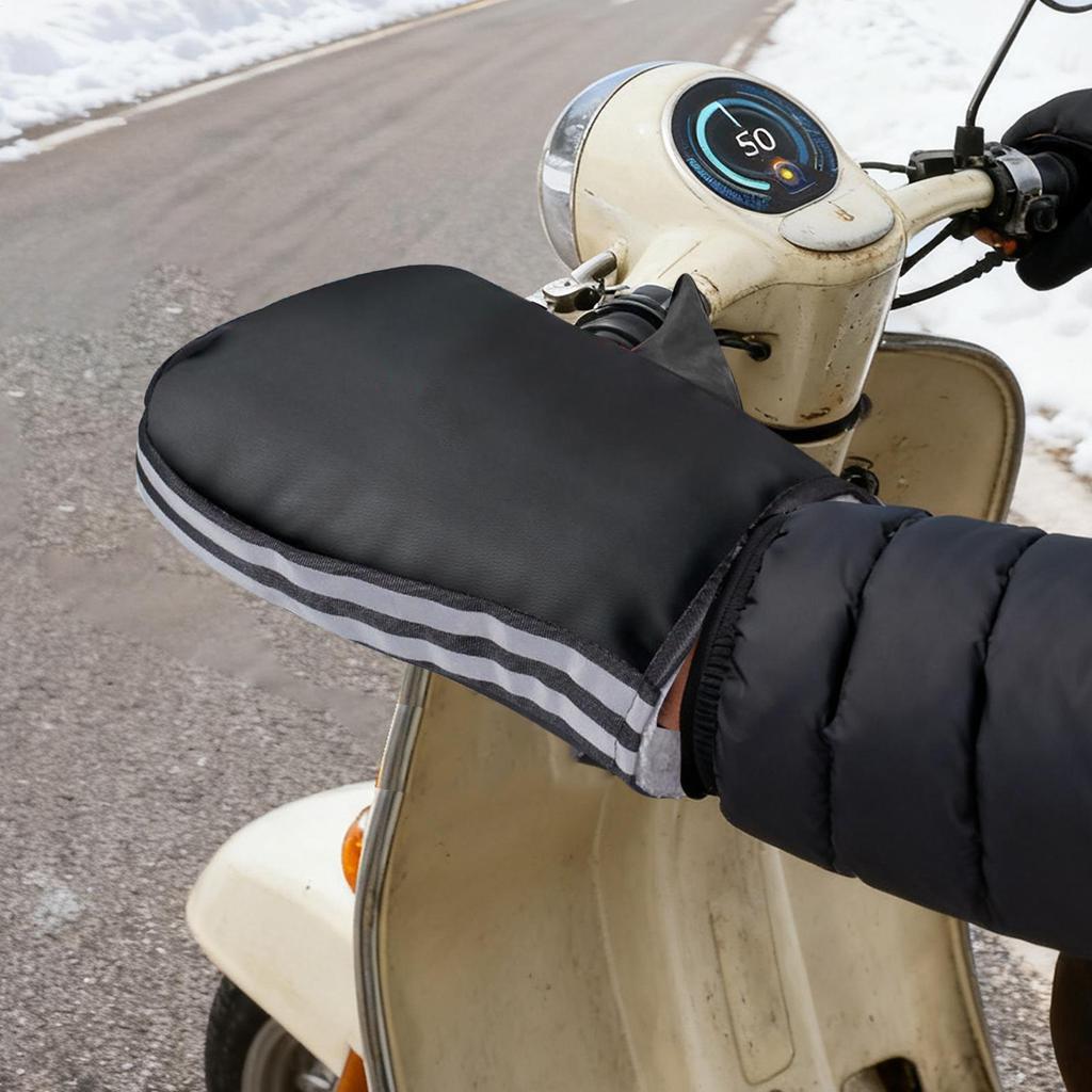 Motorcycle Handlebar Gloves Warm Waterproof Windproof Muffs with Reflective Strips Motorcycle Handlebar Muffs for Road Commuting