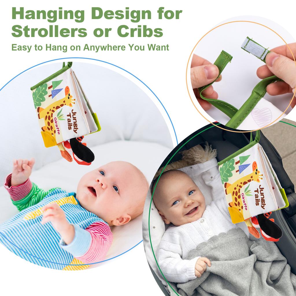 New 3D Visual Tail Cloth Book Rustle Sound Baby Tear Resistant Early Learning Educational Montessori Toys 0-12 Months Baby Gifts
