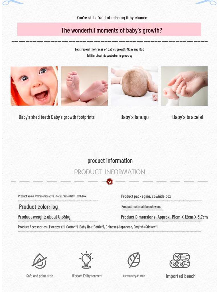 Cross-border Wooden Lanugo Baby Teeth Storage Box - English & Japanese Design