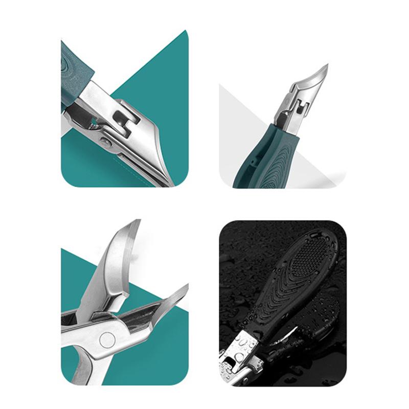 Slanted Nail Clipper Oblique Blade Ingrown Toenail Clipper Anti-Splash Wide Jaw Opening Hard Nails Curved Blade Manicure Tools